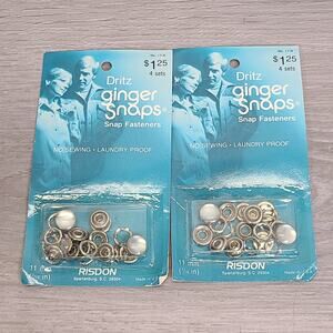 Dritz Ginger Snaps White Pearl Silver Fasteners 4‎ Sets No. 17-R Lot of 2 NEW